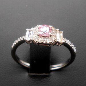 Ring, Narsipatnam Pink Spinel & White Zircon in Rhodium Over Sterling Silver